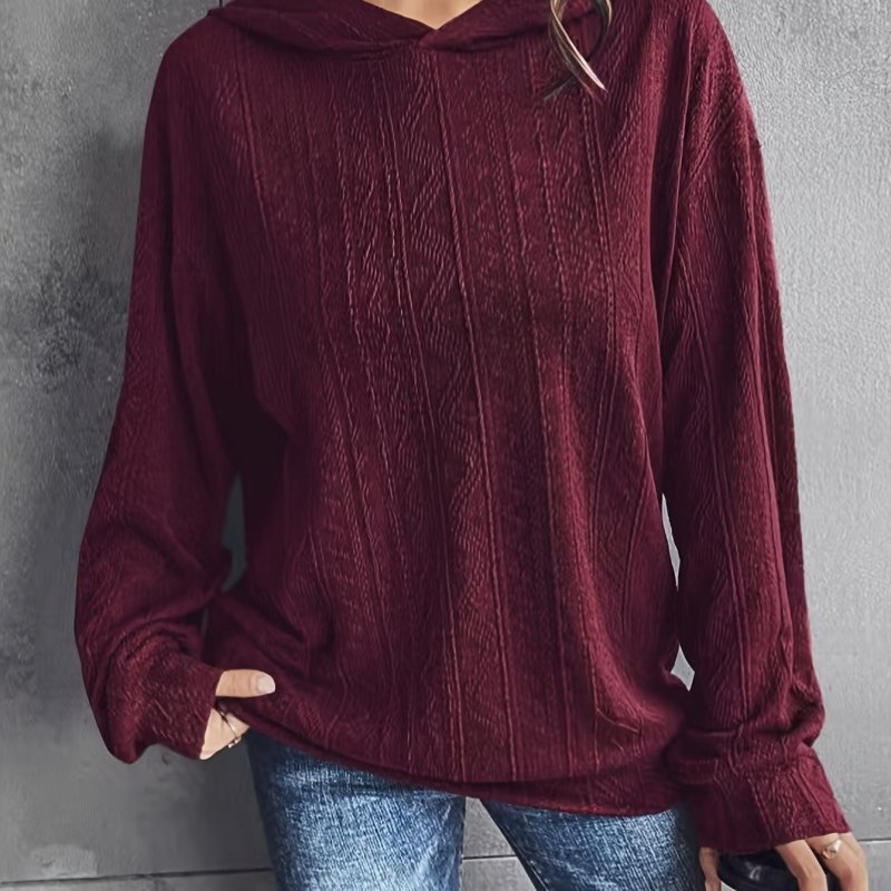 1 Piece Soft Textured Long Sleeve Pullover Hooded Sweater for Women - Ultimate Comfort, Effortless Casual Style, Perfect for Fall Season