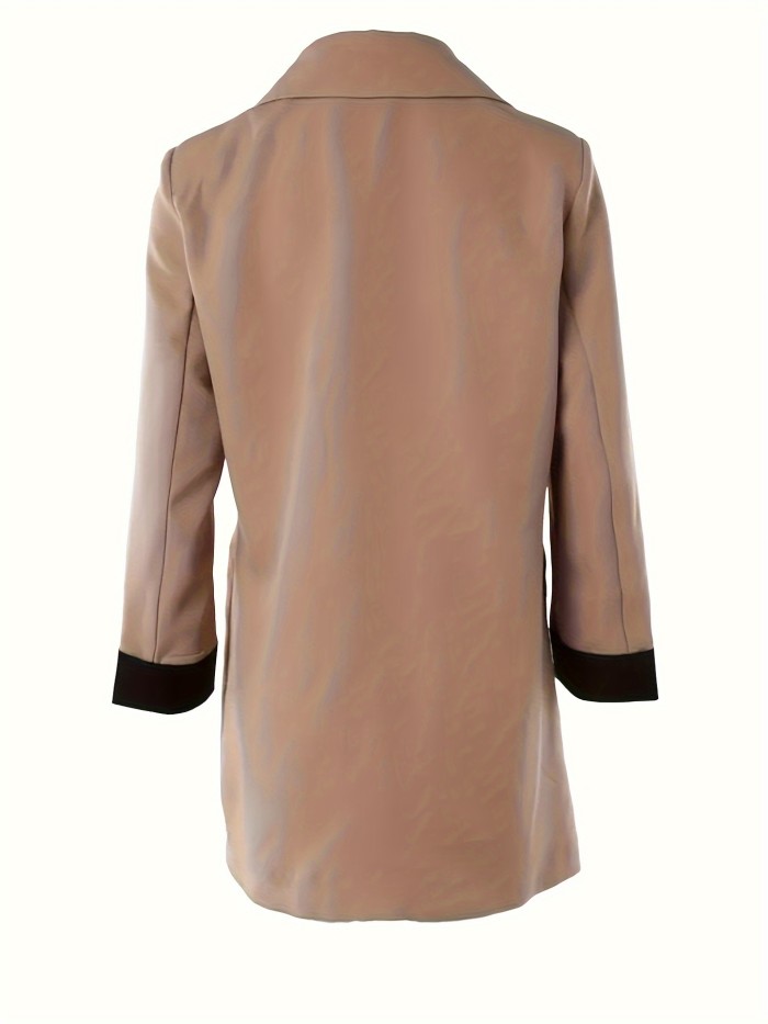 Women's Elegant Double Breasted Lapel Neck Blazer - Stylish Long Sleeve Office Workwear, Chic Formal Wear for Business Meetings and Daily Wear