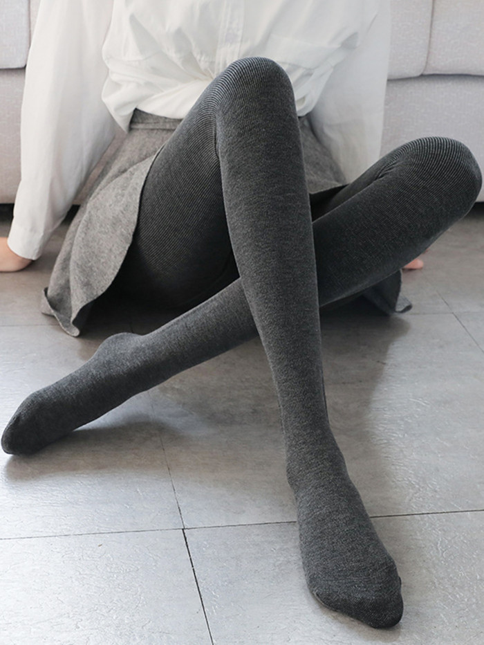 1PCS 360g Winter Pure Color Striped Size Plus Comfortable Jogging Compression Skinny Race Leggings Tights Curvy Breathable Slimming  Woman Gym Bum Lift Capris Sport Lady Indoor Tracksuits