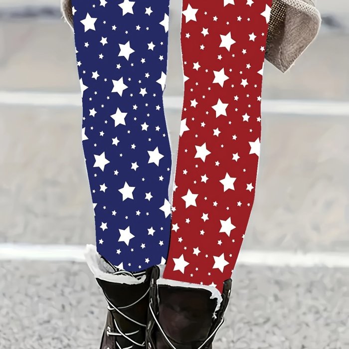 Women's Plus Size Floral Print Stretch Tights - High-Waisted, Comfort Fit, Fashionable Casual, Machine Washable Polyester Spandex Blend, All-Season Middle Length