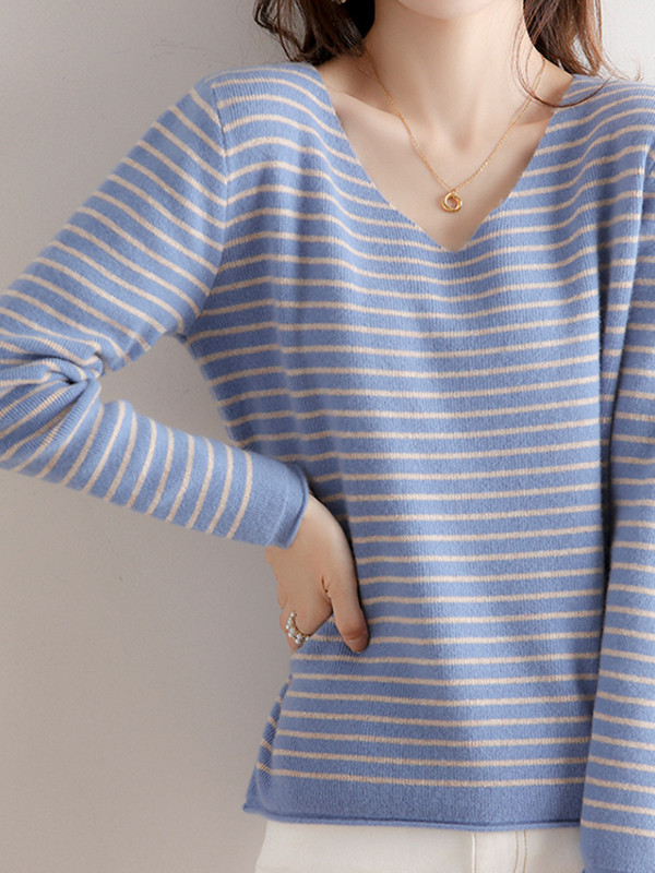 And The Why Color Stripe Sleeve Sweater Top main image 0