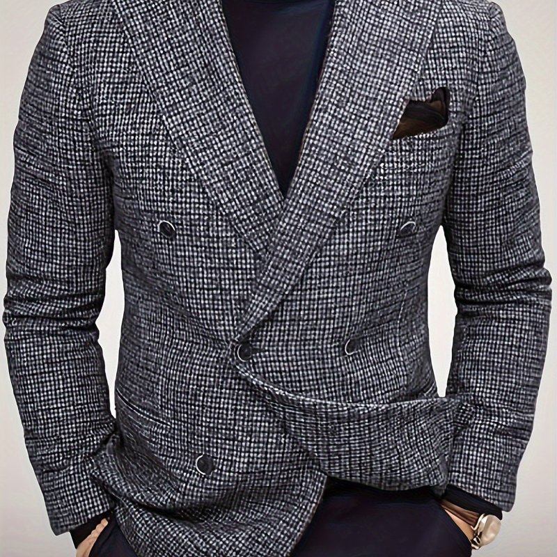 Mens Blazer - Classic Double-Breasted Design for a Timeless Look, Exuding Sophistication and Elegance, Perfect for Office Meetings, Weddings, and Black-Tie Events - Versatile Business Casual Style for Everyday Wear, High-Quality Suit Jacket for a Polished Appearance