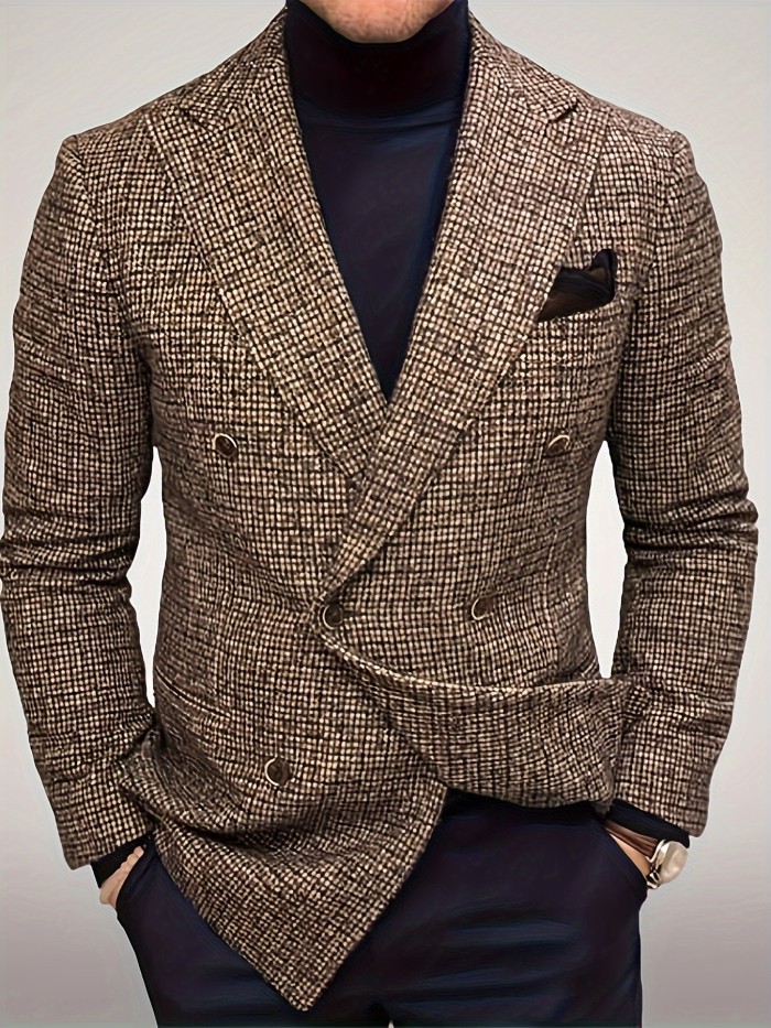 Mens Blazer - Classic Double-Breasted Design for a Timeless Look, Exuding Sophistication and Elegance, Perfect for Office Meetings, Weddings, and Black-Tie Events - Versatile Business Casual Style for Everyday Wear, High-Quality Suit Jacket for a Polished Appearance