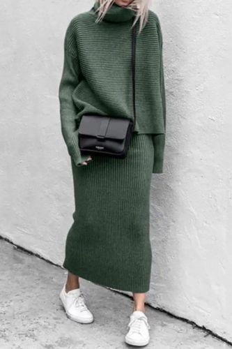Elegant & Fashion Solid Color High Collar Two-piece Suits