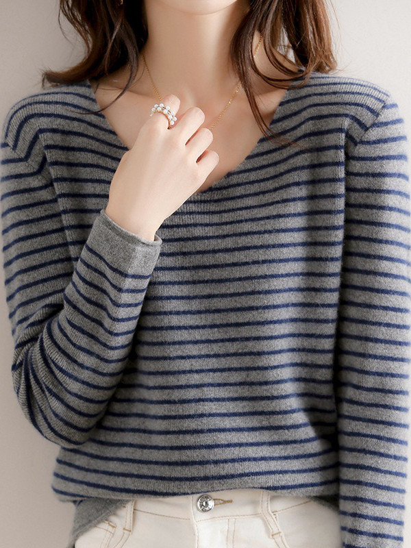 And The Why Color Stripe Sleeve Sweater Top