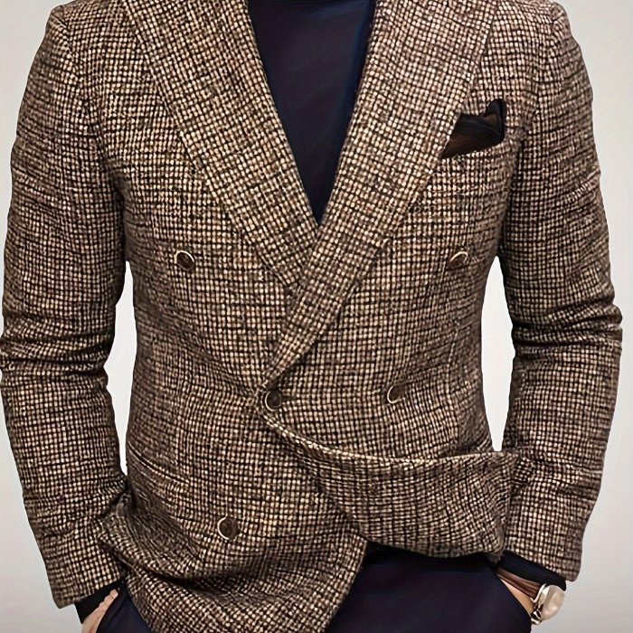 Mens Blazer - Classic Double-Breasted Design for a Timeless Look, Exuding Sophistication and Elegance, Perfect for Office Meetings, Weddings, and Black-Tie Events - Versatile Business Casual Style for Everyday Wear, High-Quality Suit Jacket for a Polished Appearance