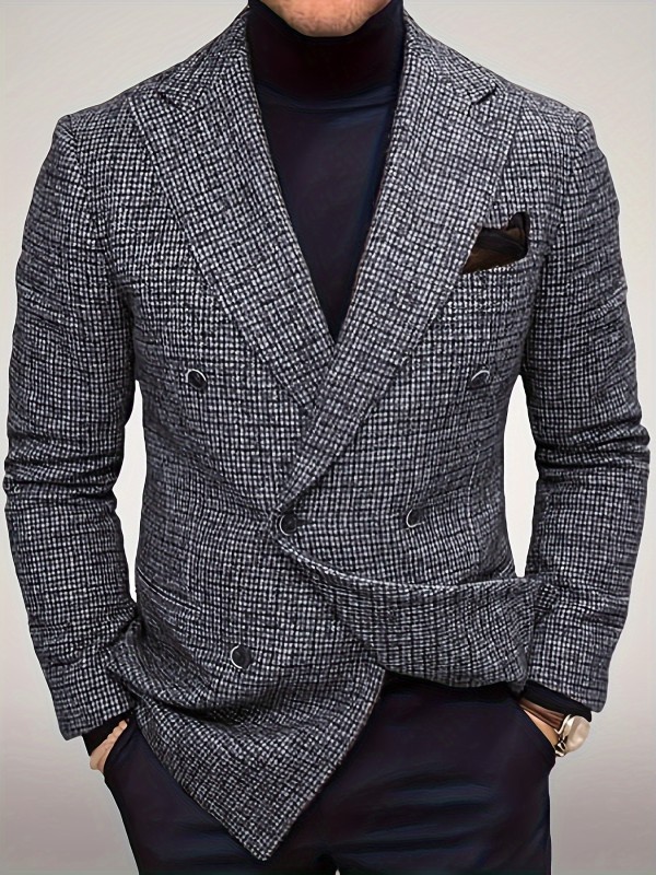 Mens Blazer - Classic Double-Breasted Design for a Timeless Look, Exuding Sophistication and Elegance, Perfect for Office Meetings, Weddings, and Black-Tie Events - Versatile Business Casual Style for Everyday Wear, High-Quality Suit Jacket for a Polished Appearance