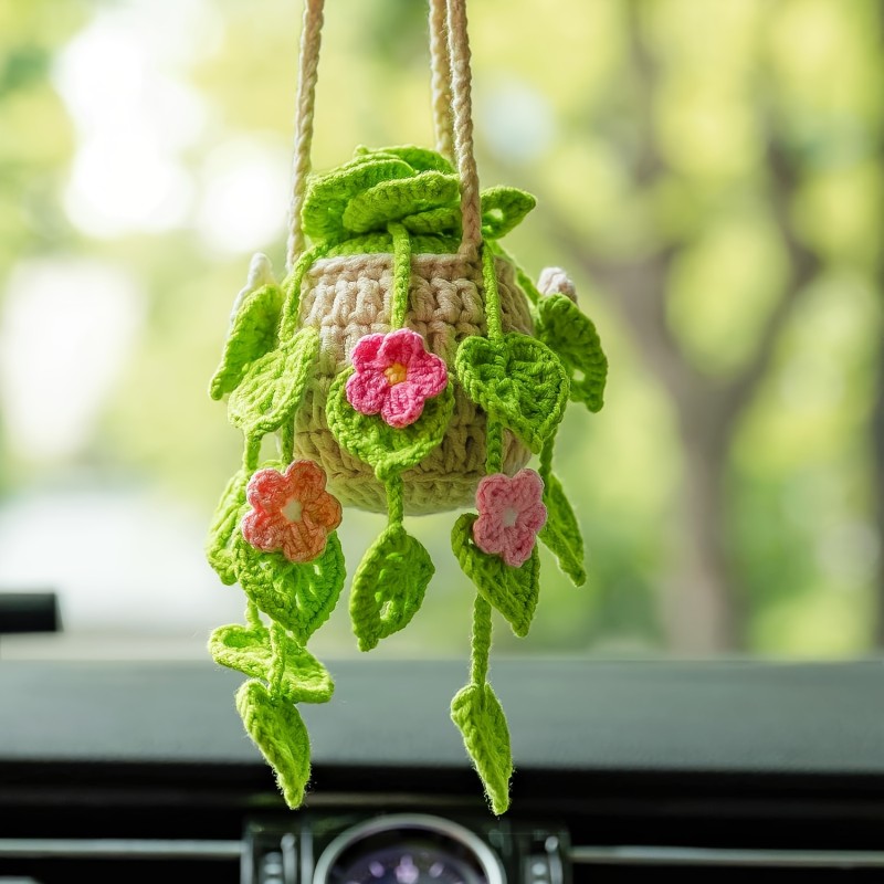 Charming Bohemian Floral Rearview Mirror Charms - Unique Handcrafted Car Interior Decor - Perfect Hand-Woven Hanging Baskets for A New Aesthetic Touch - Ideal Holiday Gifts