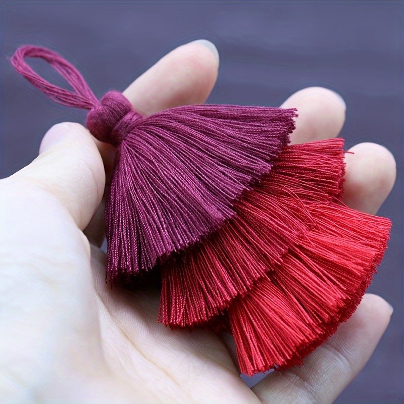 1 Pack Mixed Color Three-layer Tassel Polyester Pendant, Cotton Tassel Pendant, Hanging Tassel, For Clothing Wallet Jewelry Accessories