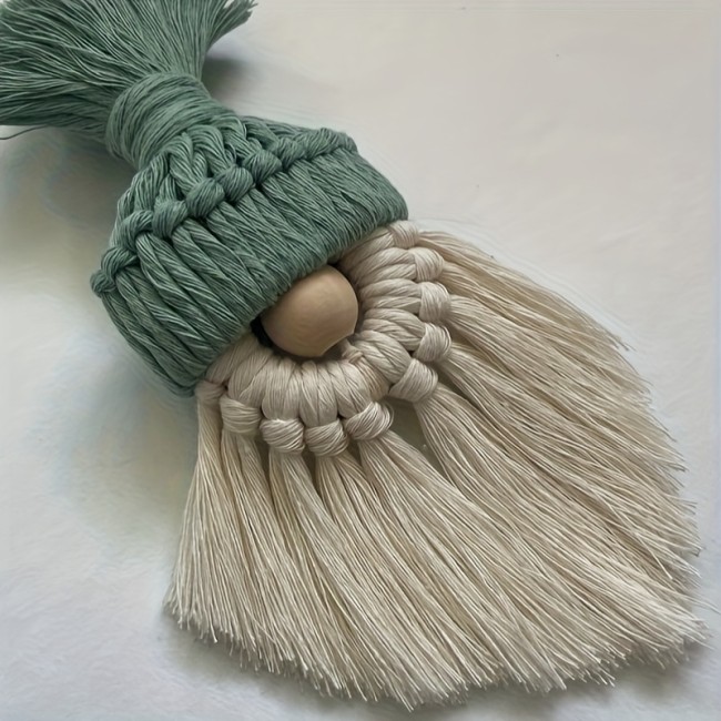 4pcs\u002Fset DIY Macrame Kit for Christmas Tree Decor: Macrame Santa Claus Gnomes with Instructions Included