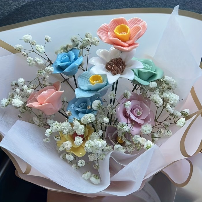 Porcelain Artificial Flowers Color And Flower Type Are Random