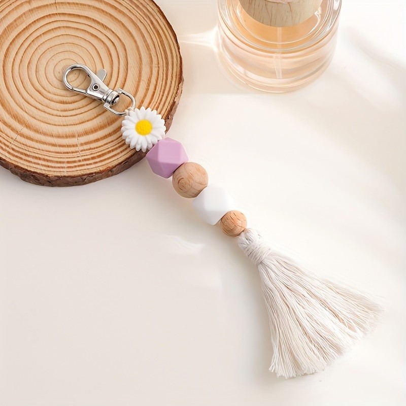 1pc, Creative Silicone Flower Tassel Keychain Pendant Creative Keychain, Backpack Pendant, Bag Charms, Birthday Gifts, Party Favors