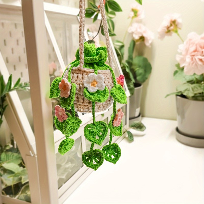 Charming Bohemian Floral Rearview Mirror Charms - Unique Handcrafted Car Interior Decor - Perfect Hand-Woven Hanging Baskets for A New Aesthetic Touch - Ideal Holiday Gifts