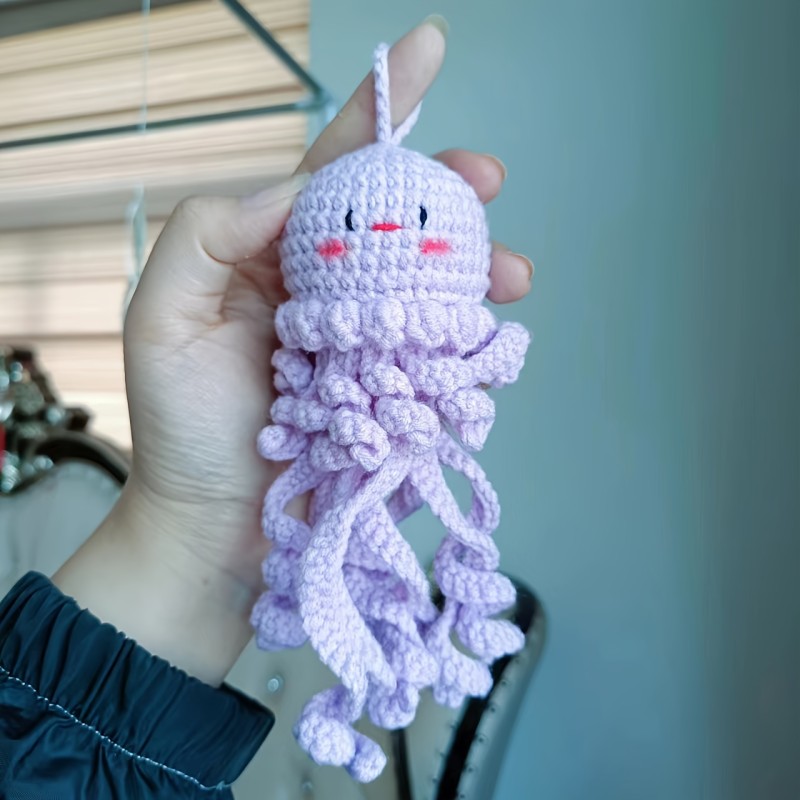 1pc Adorable Octopus Jellyfish Pendant Keychain - Handmade Crochet Hook Design, Beach-Inspired Accessory for Car, Bag, Backpack, or Handbag - Unique Bestie Gift Idea