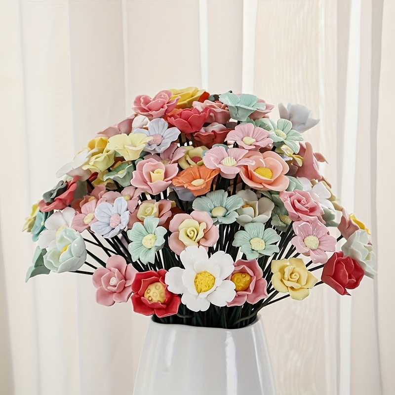 Porcelain Artificial Flowers Color And Flower Type Are Random