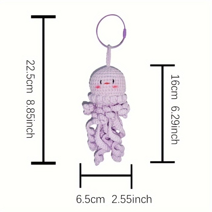 1pc Adorable Octopus Jellyfish Pendant Keychain - Handmade Crochet Hook Design, Beach-Inspired Accessory for Car, Bag, Backpack, or Handbag - Unique Bestie Gift Idea