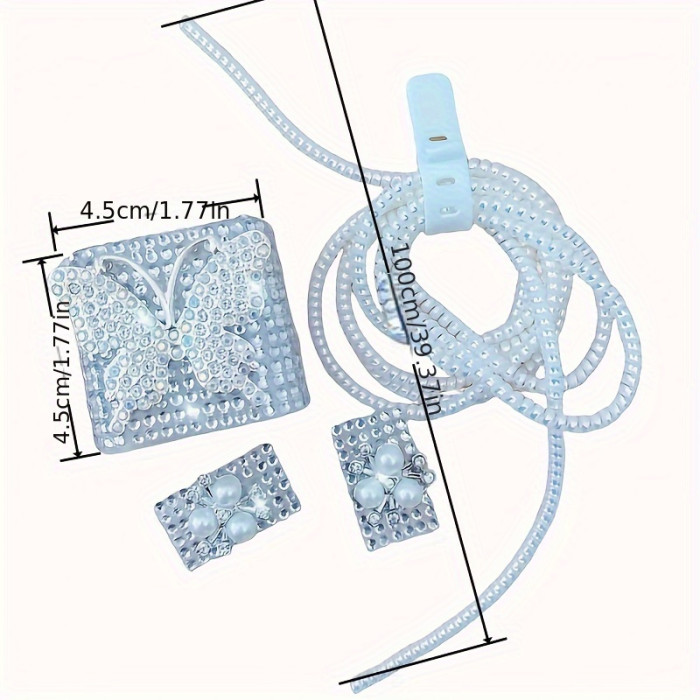 Shiny Diamond Butterfly Charger Cable Protector Set\u002F5pcs\u002FData Cable Protector with Storage Buckle\u002FCompatible with Apple Fast Charger\u002Ffor iPhone 11\u002F12\u002F13\u002F14 Series