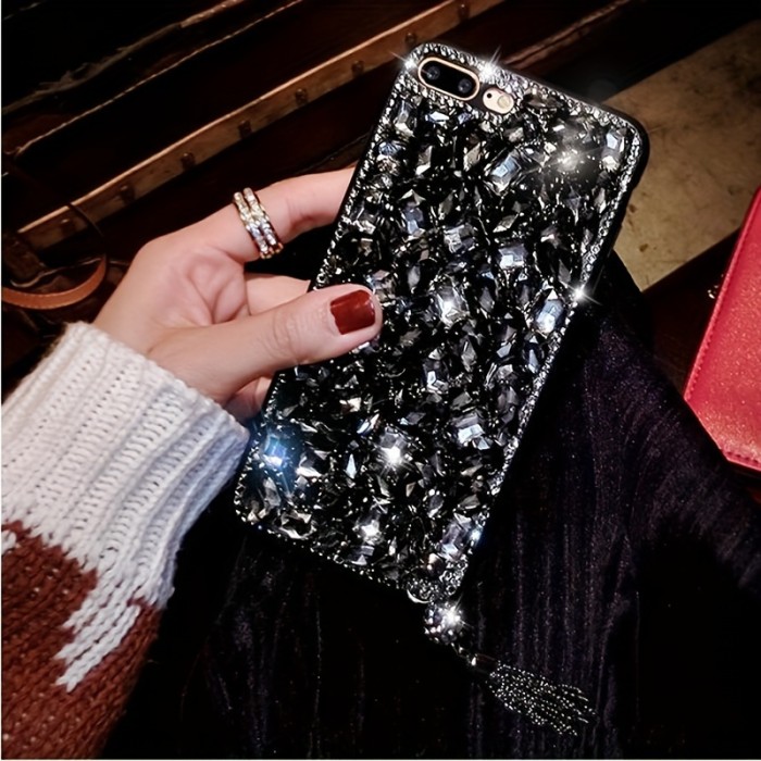 Luxurious Rhinestone Tassel Phone Case - Durable, Shockproof, and Stylish Design - Compatible with iPhone 15 Pro Max, Samsung S Series, and Note Series