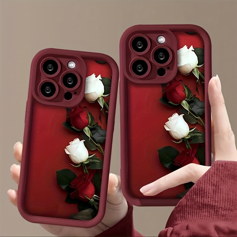 Red Rose Pattern Design Mobile Phone Case for Iphone16\u002F16Plus\u002F16Pro\u002F16Promax\u002FIphone 15\u002F15Plus\u002F15Pro\u002F15Promax, 14\u002F14Plus\u002F14Pro\u002F14Promax, 13\u002F13Pro\u002F13Promax, 12\u002F12Pro\u002F12Promax, 11\u002F11\u002F11Pro Max\u002F7\u002F8\u002FX\u002FXs - Anti-Fouling, Fashionable, Trendy