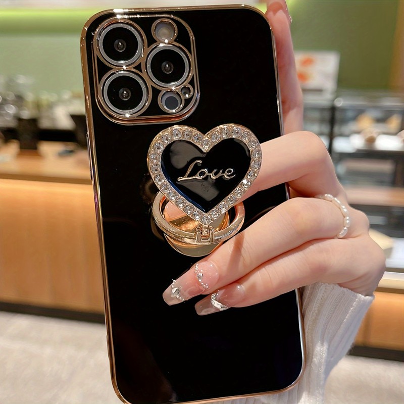 Stylish Metal Folding Case - Basic Cases with Rotating Bracket, Electroplated Finish, and Precise Cutouts for iPhone 7, 8, XR, XS, 11, 12, 13, 14, 15 Pro Max Plus