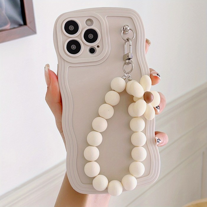 White Wave Flower TPU Phone Case For IPhone
