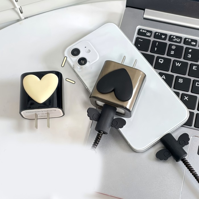 5pcs Black Protective Case for iPhone 20W Charger, 18W Phone Data Cable, and 13Pro Charging Cable