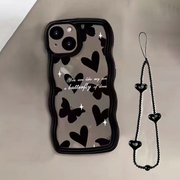 A Heart-Shaped Phone Case with a Butterfly Pattern and a Free Bracelet!