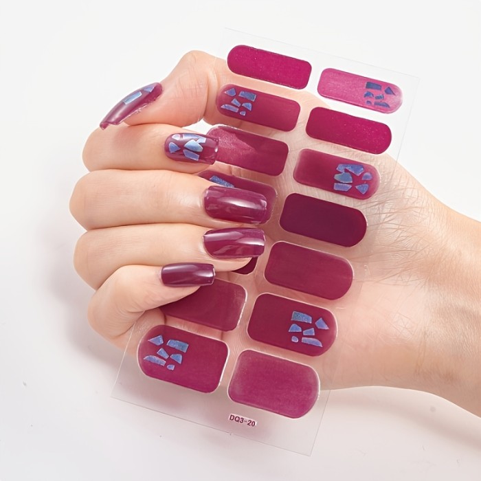 20 Vibrant Colors High-Quality Full-Coverage Nail Wraps Stickers for Nail Art Designs