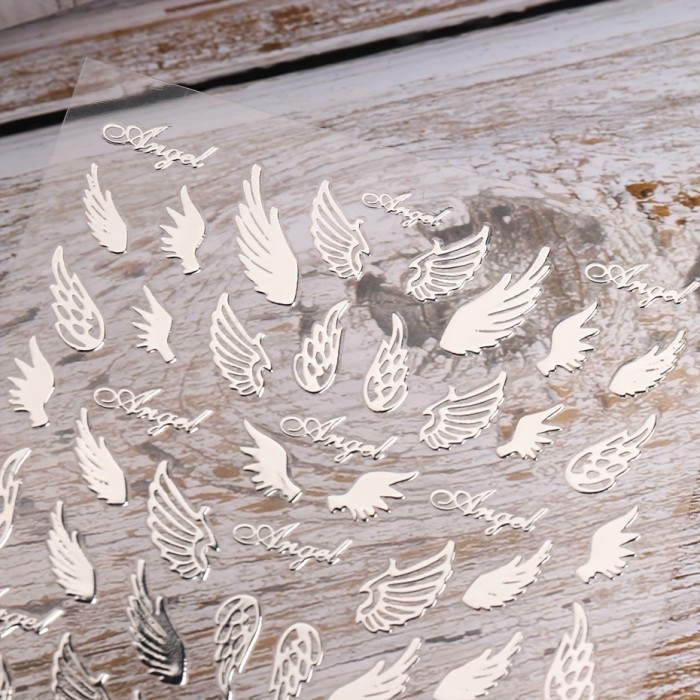 Bronzing Nail Stickers, Angel Wings Star Moon Necklace Nail Decals, Polished Sliver Golden Pattern Manicure Accessories