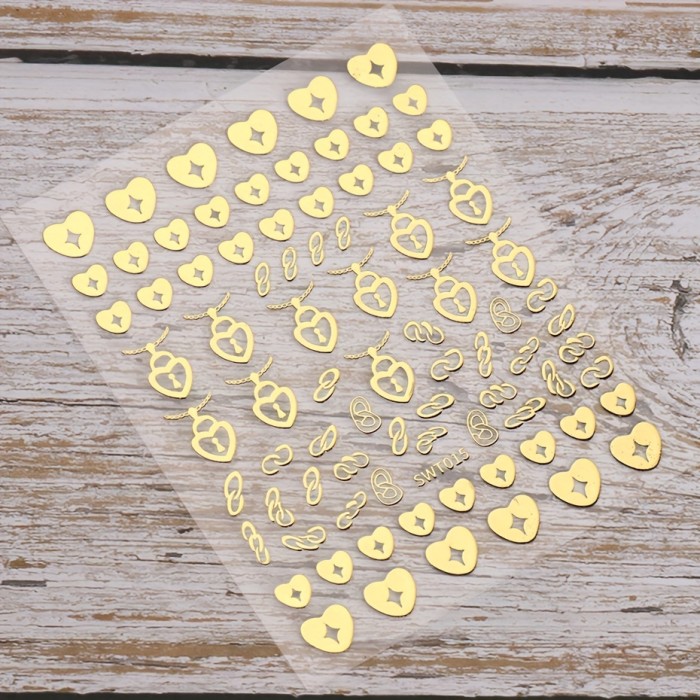 Bronzing Nail Stickers, Angel Wings Star Moon Necklace Nail Decals, Polished Sliver Golden Pattern Manicure Accessories