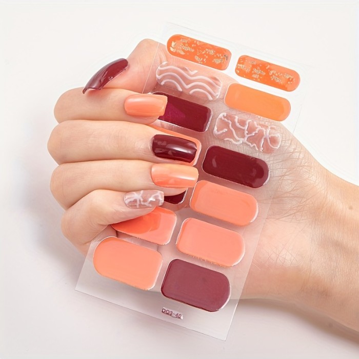 20 Vibrant Colors High-Quality Full-Coverage Nail Wraps Stickers for Nail Art Designs