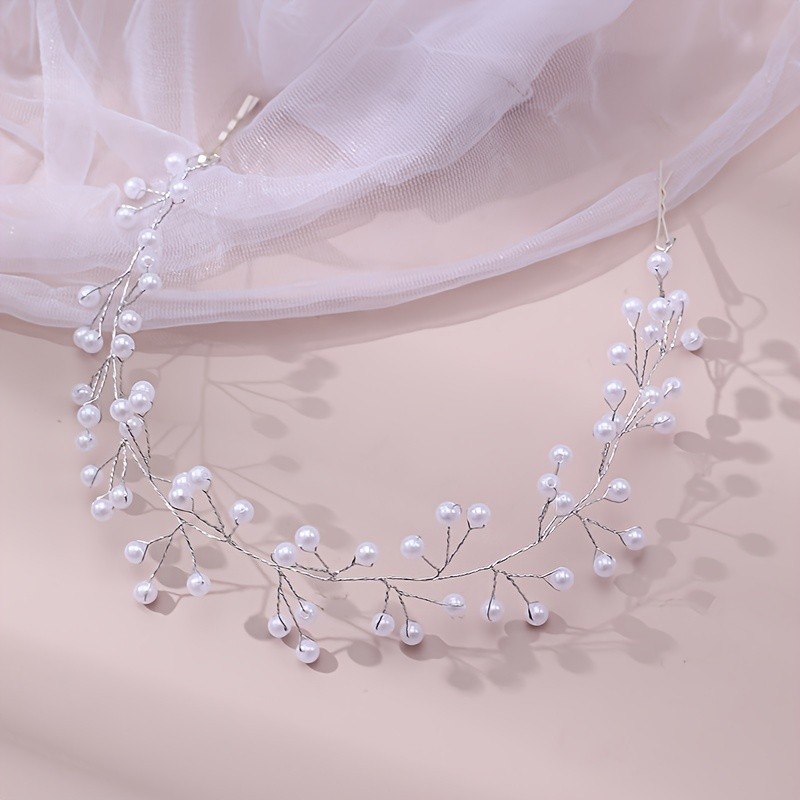 1 Piece Elegant Faux Pearl Bridal Hair Piece with Double Bobby Pin for Wedding Hair Accessories