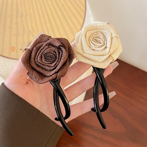 Elegant Resin Rose Hair Clip - Simple Twist Design, Non-Slip Grip for Stylish Updos & Ponytails
