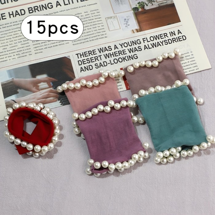 20\u002F10\u002F5 Women Ponytail Rope Retro Style Hair Accessories, Fake Pearl Edge Hair Ring, Shiny Rhinestone Decoration, Light Color Mixed, Red Purple Green Hair Ring, Suitable for Holiday Party Daily Wear
