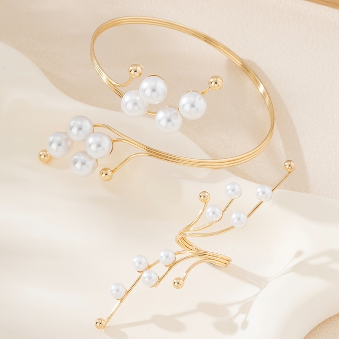 Elegant & Chic Adjustable Bangle and Ring Set with Unique Irregular Patterns - Perfect for Weddings, Parties, and Gifts