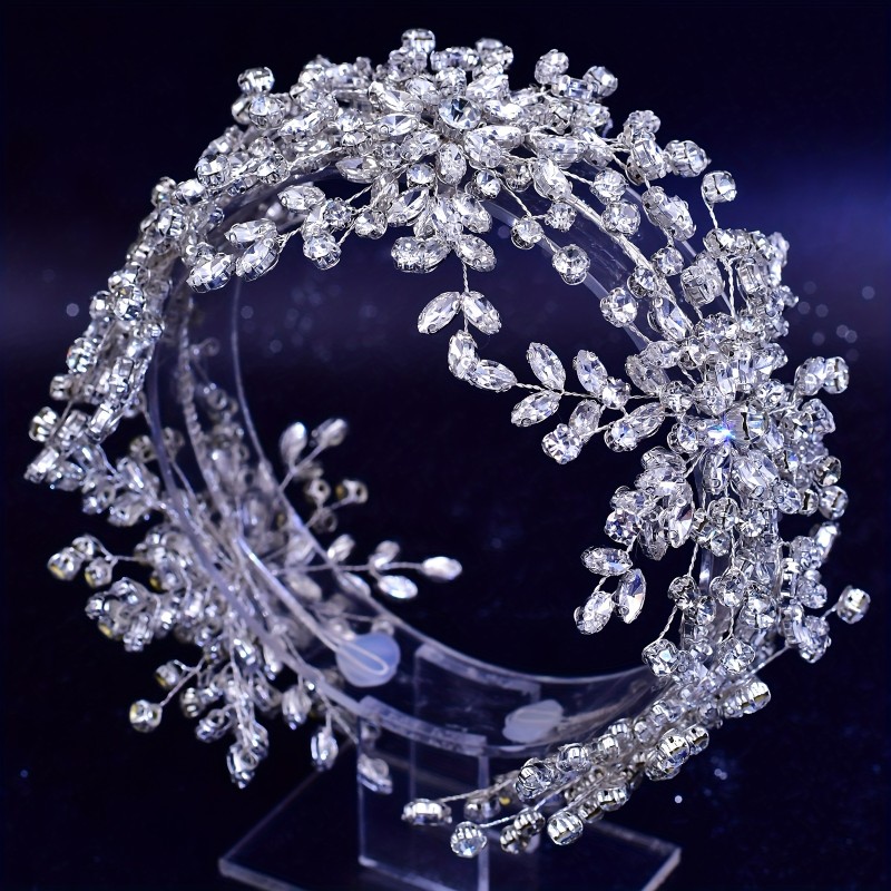 1pc Bohemian Vintage Bridal Headband - Polyresin Rhinestone Hair Accessory, Baroque Style Queen Tiara, Synthetic Wedding Hairpiece, Single Piece, Ideal for Valentine'S Day Festivities