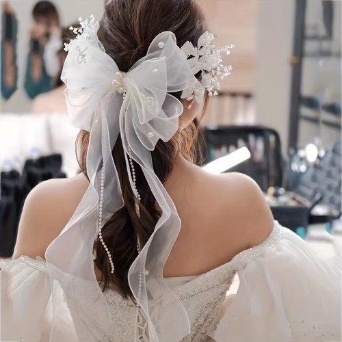 Elegant Bridal Veil, Romantic Polyester Headpiece, Simple Style, Women'S Fashion Accessory, Special Occasion Jewelry, Bride'S Wedding Decor, White