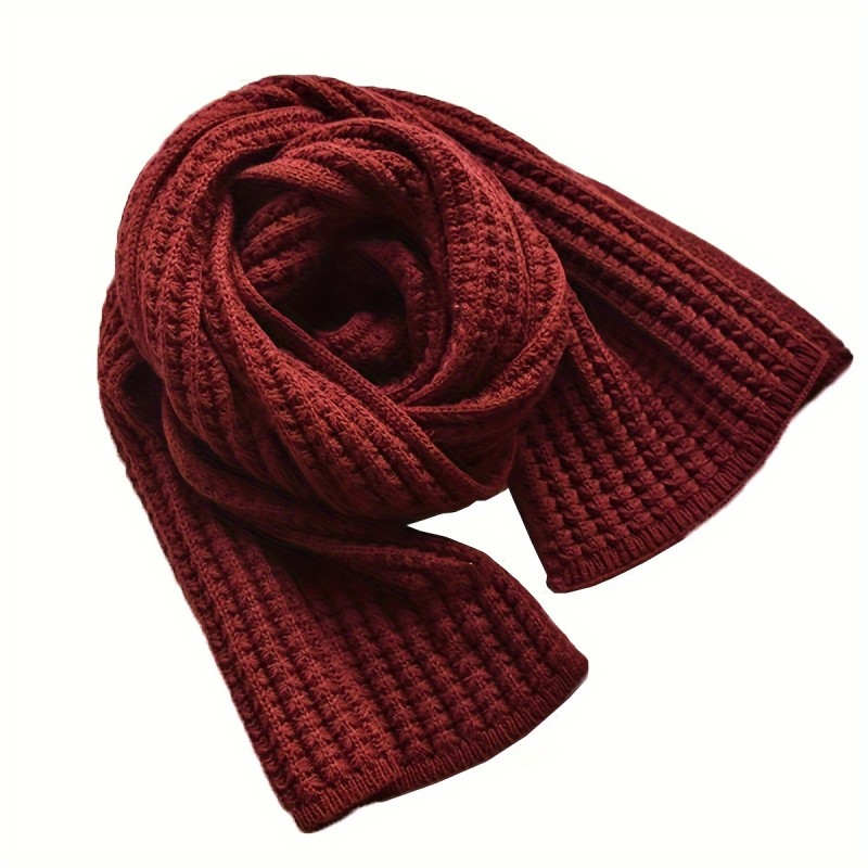1pc CozyKnit Premium Winter Scarf, 2024 Trendy Knitted Fabric, Unisex Warm Neck Warmer, Gift-Ready Solid Color, Fashionable Korean Style, One Size Fits All