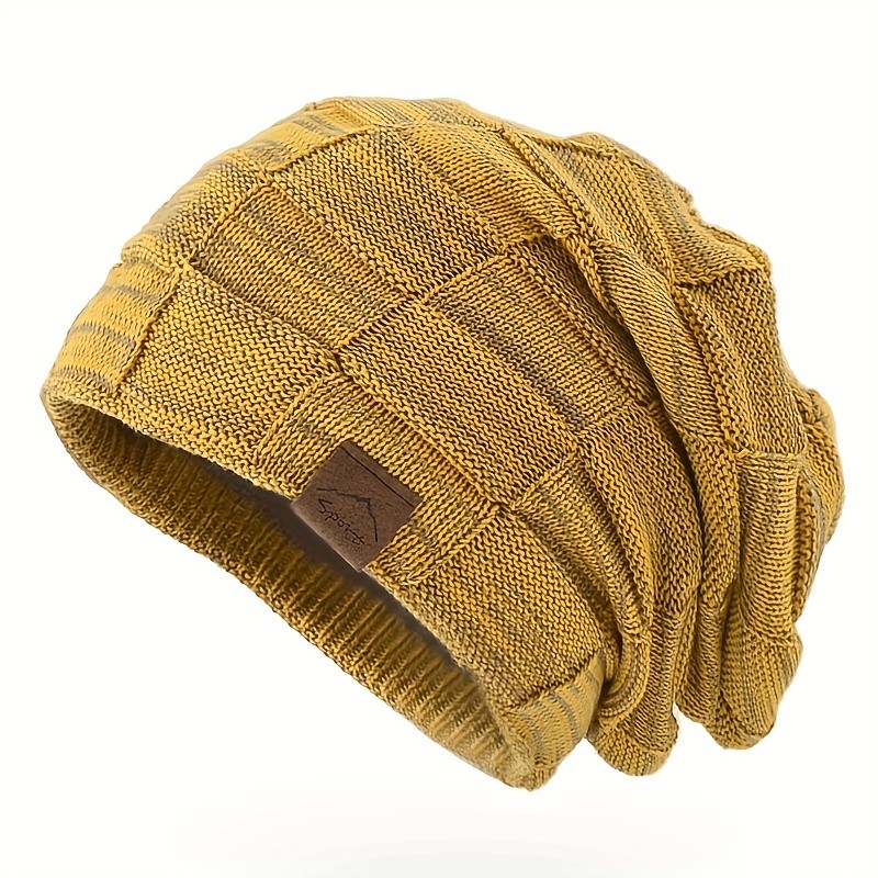 1pc Luxurious Soft Plus Velvet Knitted Hat - Color-Blocked & Versatile Unisex Design - Perfect for All Seasons, Ideal Gift Choice for Men and Women
