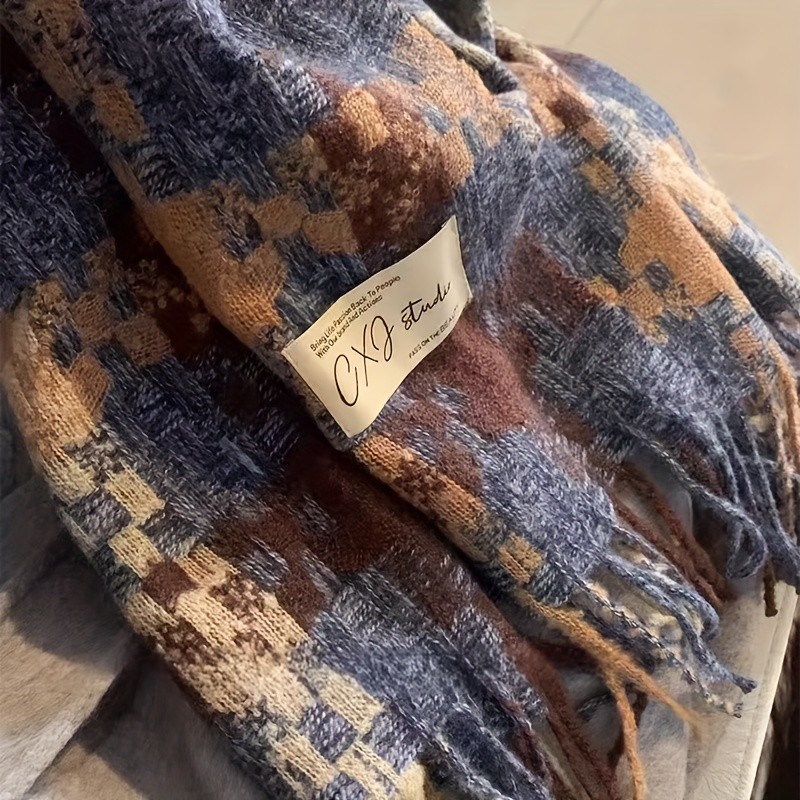 New Winter Scarf Autumn and Winter Atmosphere Korean Style Plaid Men and Women Couple Warm Student High-end Women