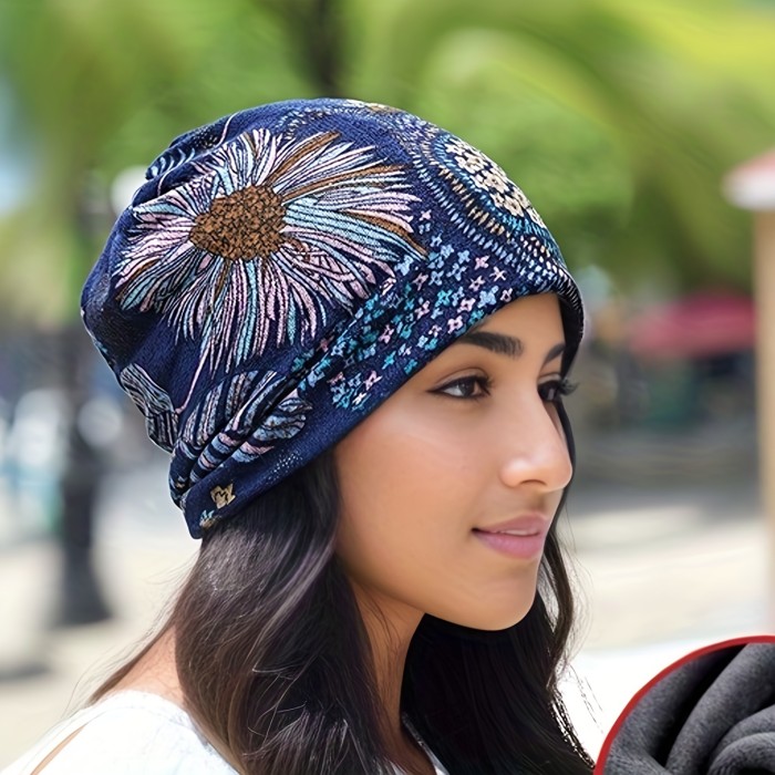 Comfortable & Fashionable Floral Beanie - Durable, Lightweight Boho Turban for Women, Ideal Chemo Cap