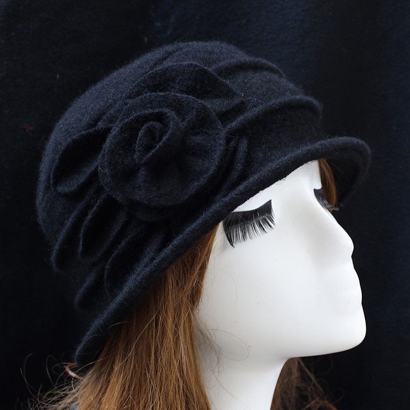 8 Colors Luxurious Knitted Wool Basin Hat - Soft, Warm, and Elegant Winter Accessory for Middle-Aged Women - No Feathers, Inelastic Design, Perfect for Mom