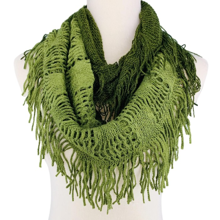Ultra Soft Two Tone Knitted Fringed Infinity Scarf – Twistable Loop Snood for Chic Style & Cozy Warmth