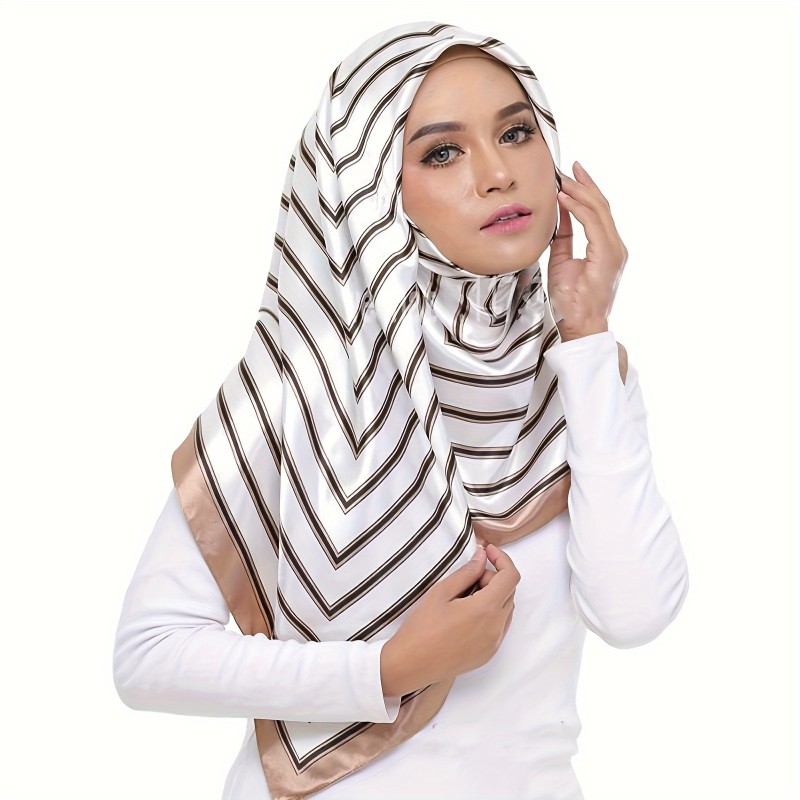 35.43  Chic Satin Square Scarf - Soft Smooth Stylish Head Wrap with Sunscreen Protection for Women - Perfect Accessory for Outdoor Activities and Fashion Statement