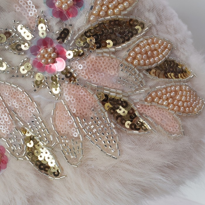 Autumn And Winter Women'S Warm Plush Hat Rhinestone Pearl Bucket Hat