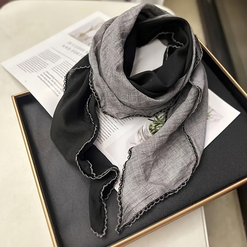 Cotton Linen Boho Scarf - Tie-Dye Dual-Tone Wrap, Yarn-Dyed Decorative Shawl with Tassel Trim for Casual Weekend Use - Breathable, Windproof, Warm Accessory