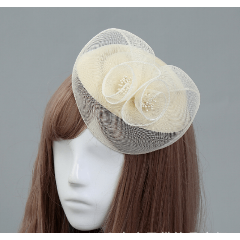 Elegant Faux Pearl & Mesh Veil Party Hat - One Size Fits All, Machine Washable, Available in White and Black