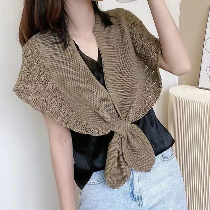 Fashion Shawl Ladies Hollow Knitting Cape Outer Small Shawl Knitted Vest Shoulder Scarf For Women