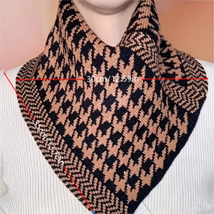 1pc Boho Style Unisex Triangle Scarf - 100% Polyester Knitted Neck Gaiter for Casual Weekend Wear, Warm, Decorative, Windproof - Elastic Band for Outdoor Activities
