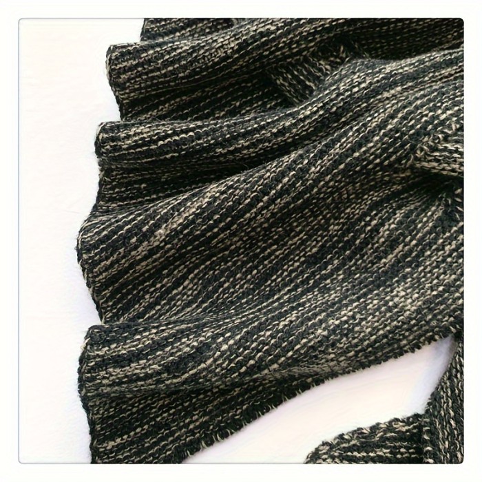 Casual Jacquard Knitted Shawl - Polyester Fiber, Elastic, Windproof, Warmth-Enhancing, Hand Washable, Decorative Triangle Scarf for Going Out